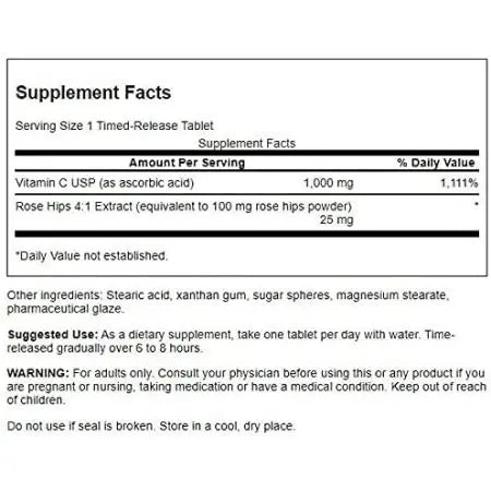 C-vitamin, Time Release, 1000 mg, 250 tabletter, Swanson