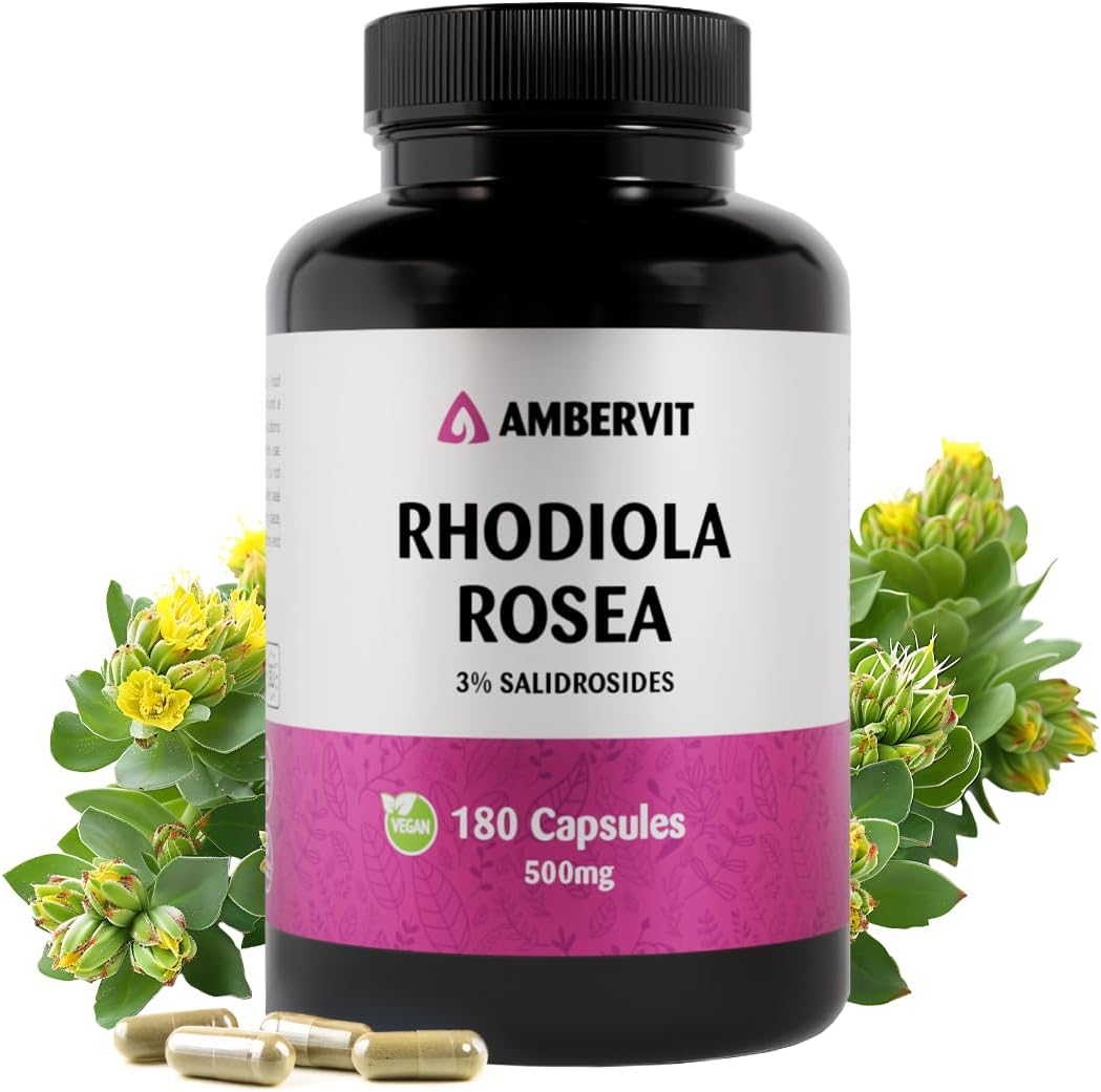 Rosenrod Rhodiola Rosea, 500 mg, 180 kapsler, Ambervit