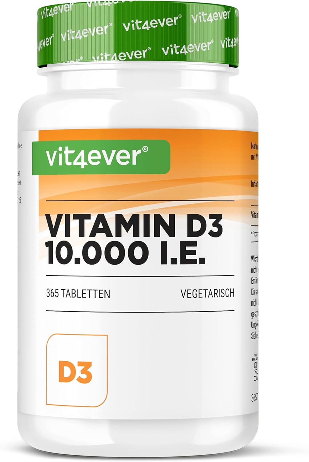 Vitamin D3, Depot, 10.000 IE, 365 tabletter, Vit4ever