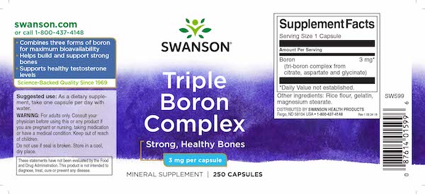 Bor (Triple Boron Complex) 3 mg, 250 kapsler, Swanson