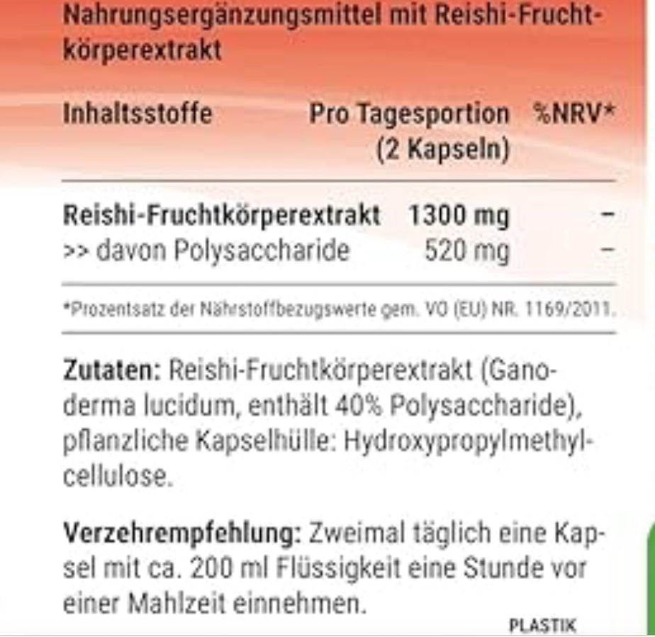 Reishi Intenso svampe-ekstrakt, 650 mg (40% polysakkarider), 180 kapsler, Vit4ever