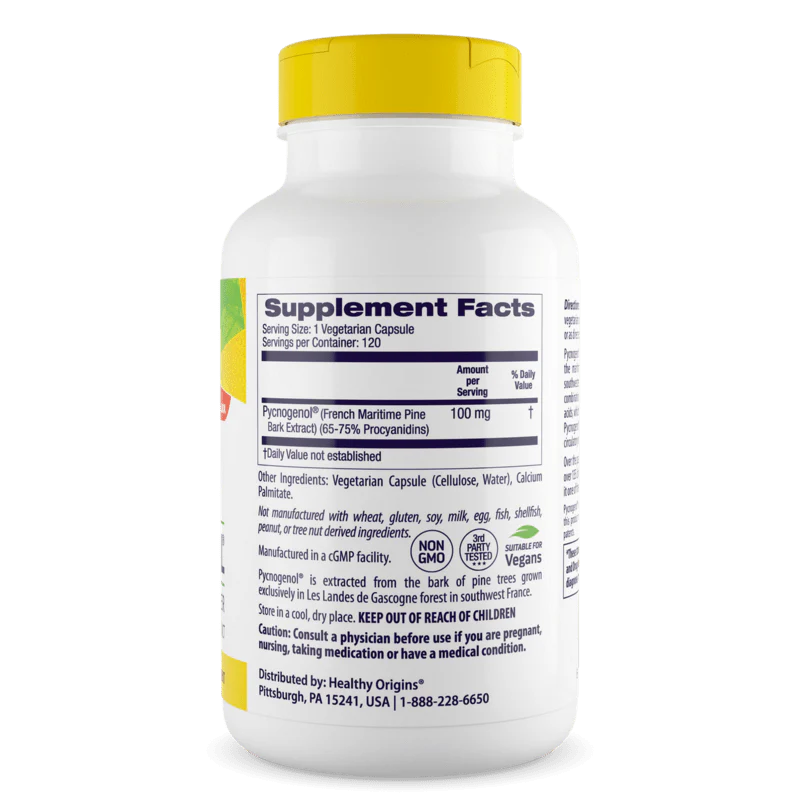 Pycnogenol, 100 mg (70% procyanider), 120 kapsler, Healthy Origins