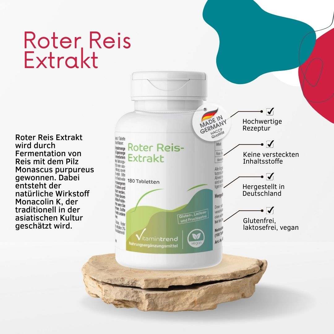 Rød ris ekstrakt, 180 tabletter med Monacolin K, VitaminTrend (gærris)