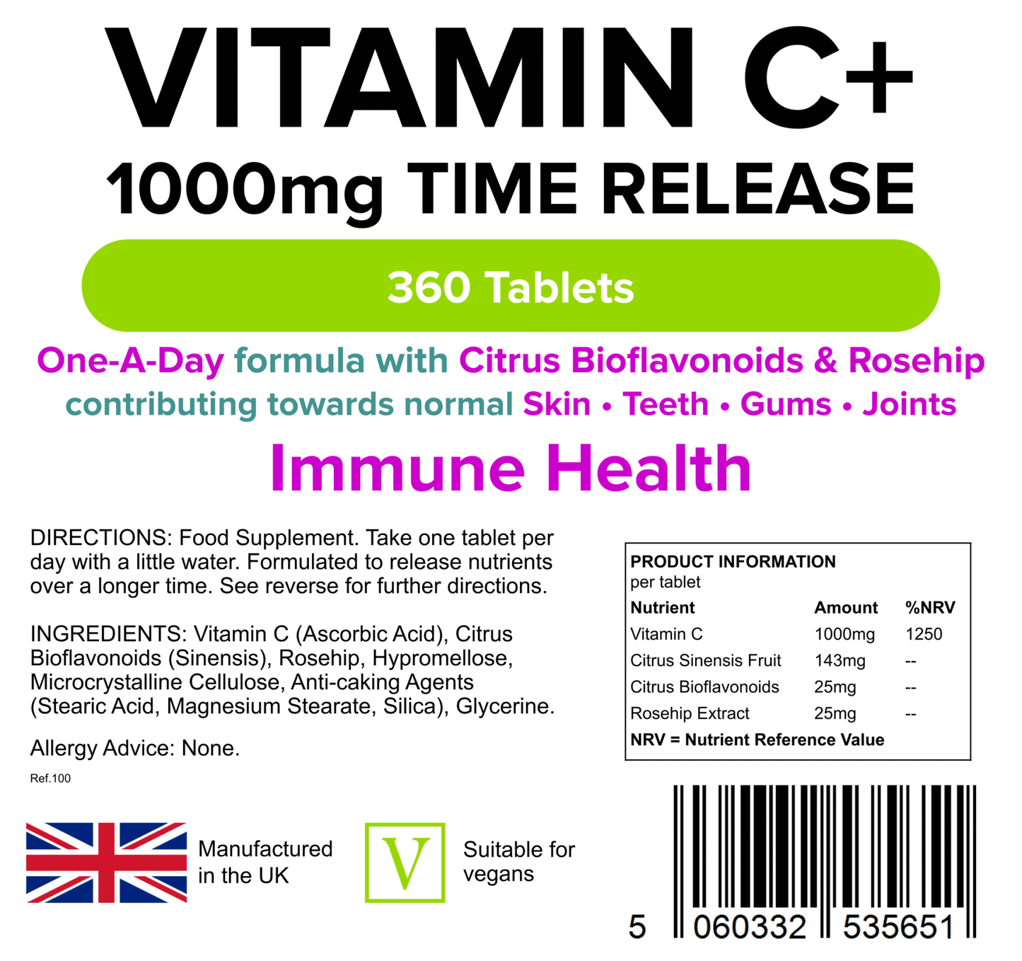 C-vitamin, DEPOT, 1000 mg, 120 tabletter, Lindens