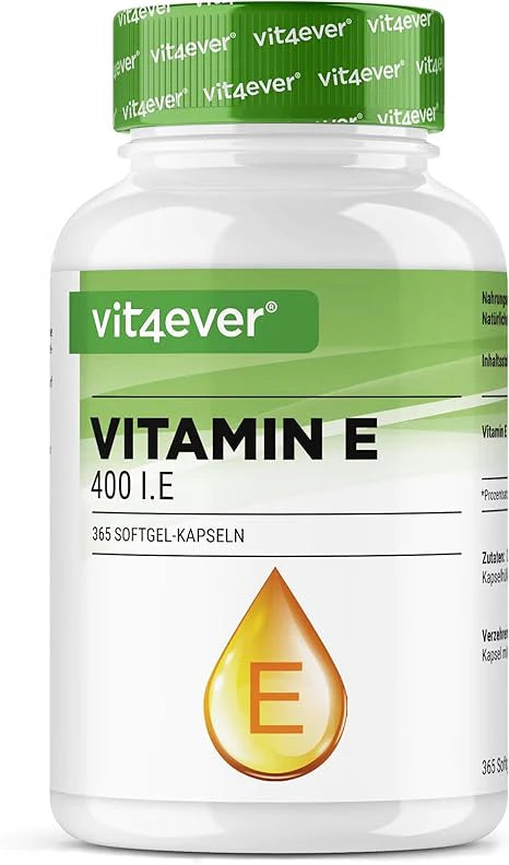E-vitamin, 400 i.e., 365 Softgel kapsler, Vit4ever (Restordre ubestemt tid hos leverandør)