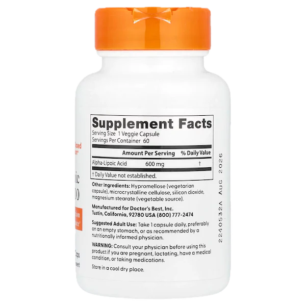 Alpha-Liponsyre (ALA) 600 mg, 60 kapsler