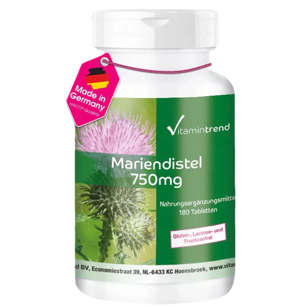 Marietidsel (mælketidsel)-ekstrakt, 750 mg (80% silymarin), 180 tabletter, VitaminTrend