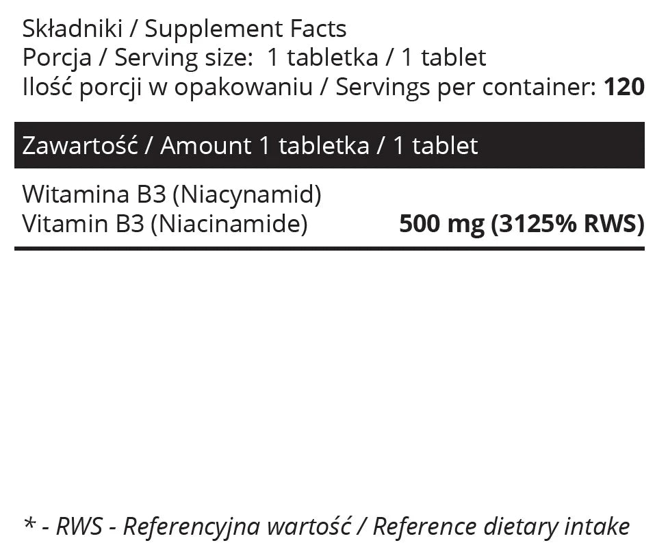 Niacinamide Vitamin B3, 500 mg, Sowelo