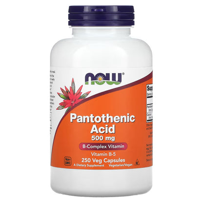 B-Vitamin B5, 250 kapsler, 500mg, Now Foods (Pantothenic Acid)