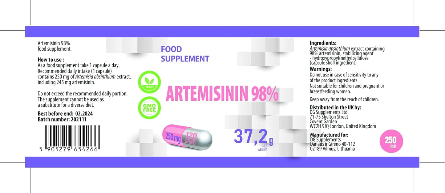 Artemisinin 250 mg, 120 kapsler, DG Supplements