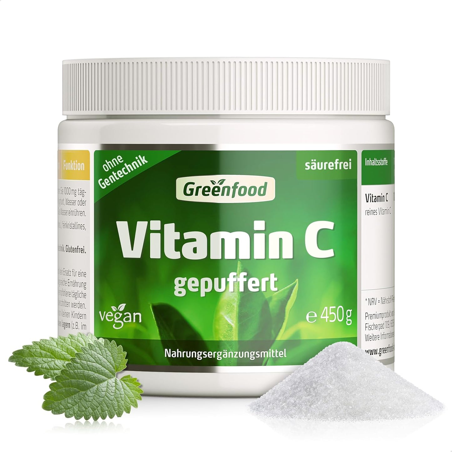 C-vitamin, Buffered, 1200 mg, 450 gram Pulver, Greenfood
