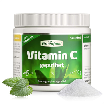 C-vitamin, Buffered, 1200 mg, 450 gram Pulver, Greenfood