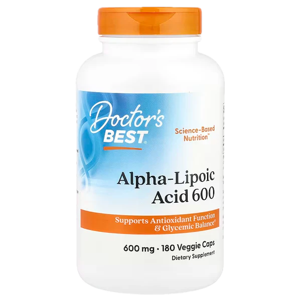 Alpha-Liponsyre (ALA), 600 mg, 180 kapsler, Doctors Best (alfa)