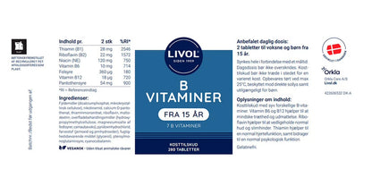 B-kompleks, 7 B-vitaminer, 280 tabletter, Livol
