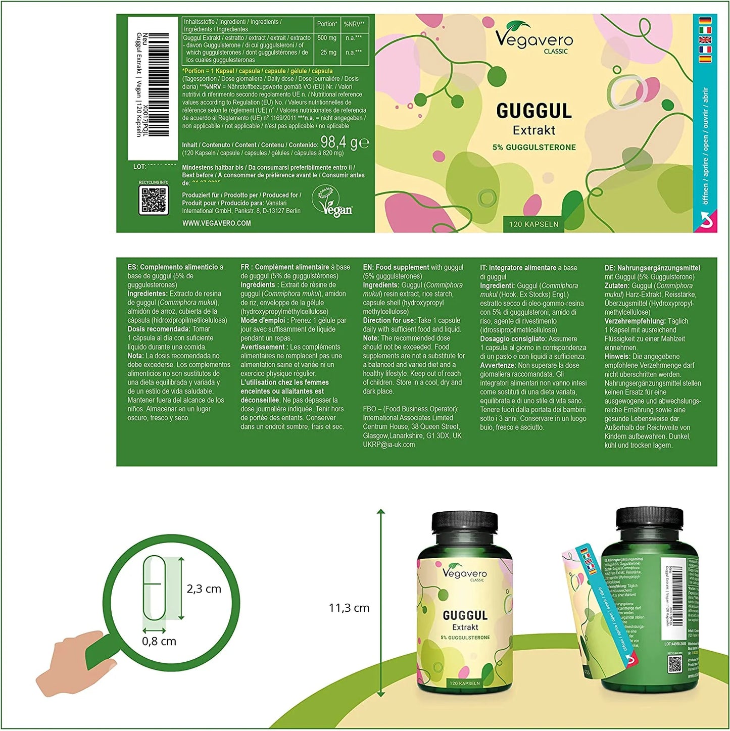 Guggulekstrakt, 500 mg (4:1, 5% guggulsteroner), 120 kapsler, Vegavero