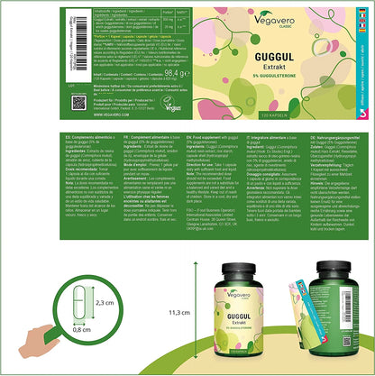 Guggulekstrakt, 500 mg (4:1, 5% guggulsteroner), 120 kapsler, Vegavero
