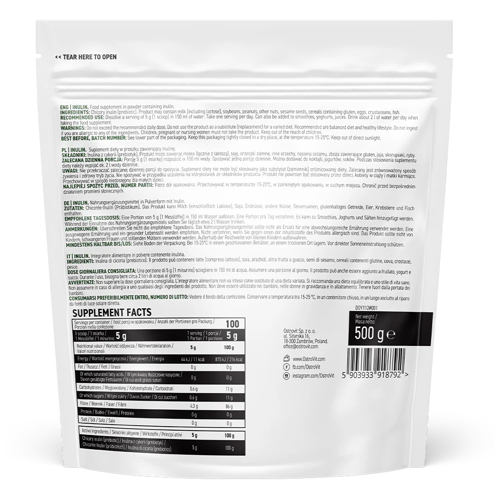 Inulin-Præbiotika fra Cikorie, 500 g pulver, Ostrovit