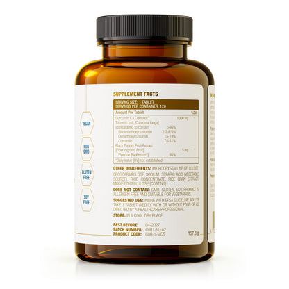 Gurkemejeekstrakt C3, 1000 mg (95% curcuminoider), 120 tabletter, MCS Formulas