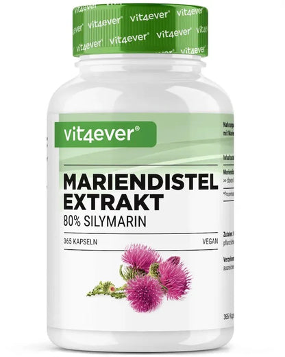 Marietidsel (mælketidsel)-ekstrakt, 500 mg (80% silymarin), 365 kapsler, Vit4ever (RESTORDRE PÅ UBESTEMT TID FRA LEVERANDØR)