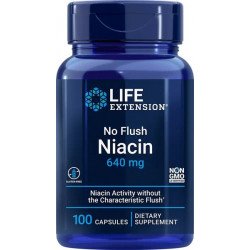 B3-vitamin No flush Niacin, 640 mg, 100 kapsler, Life Extension