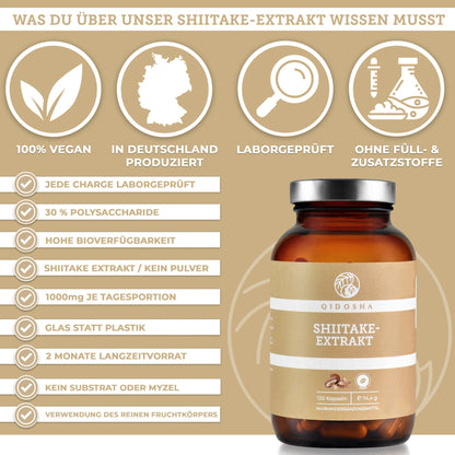 Shiitake svampe-ekstrakt 1000 mg, 120 kapsler, Qidosha