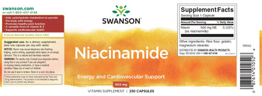 B3-vitamin (Niacinamid), 500 mg, 250 kapsler, Swanson