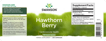 Hvidtjørnebær (Hawthorn Berries) 565 mg, 250 kapsler, Swanson