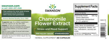 Kamilleblomstekstrakt, 500 mg (1.2% apigenin), 60 kapsler, Swanson