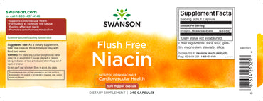 Flush Free Niacin, 500 mg, 240 kapsler, Swanson