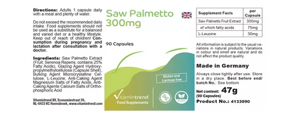 Savpalme 300 mg, vegansk, 90 kapsler, VitaminTrend