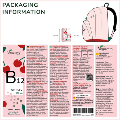 B-Vitamin B12, Spray, Vegavero (Hindbærsmag)