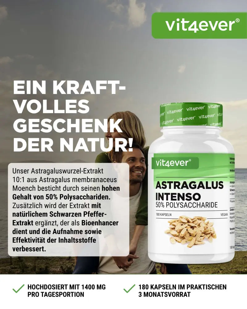 Astragalus, 700 mg (50% polysakkarider), 180 kapsler, rent Astragalus-ekstrakt, Vit4ever