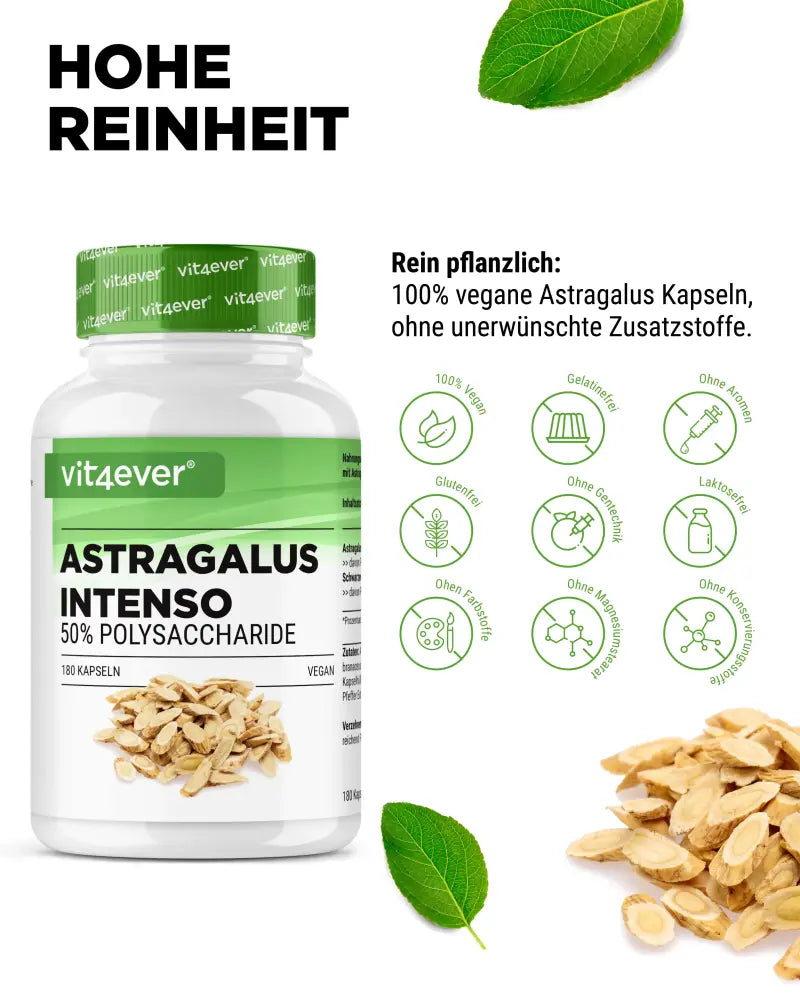 Astragalus, 700 mg (50% polysakkarider), 180 kapsler, rent Astragalus-ekstrakt, Vit4ever