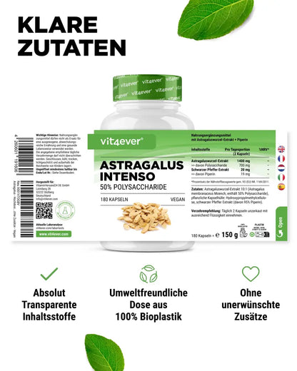 Astragalus, 700 mg (50% polysakkarider), 180 kapsler, rent Astragalus-ekstrakt, Vit4ever