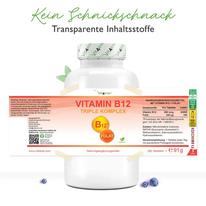 Vitamin B12 Triple Complex, 365 tabletter, Vit4ever Bedst før: 31.10.2025