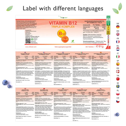 Vitamin B12 Triple Complex, 365 tabletter, Vit4ever Bedst før: 31.10.2025