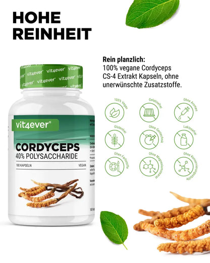Cordyceps Intenso svampe-ekstrakt, 650 mg, 40% polysakkarider, 180 kapsler, Vit4ever