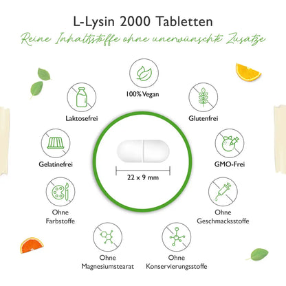 L-Lysin 2000, 1000 mg, 365 tabletter, vit4ever