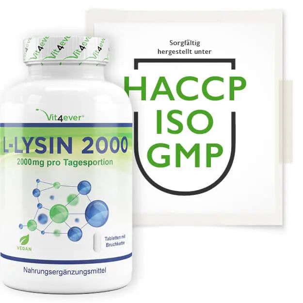 L-Lysin 2000, 1000 mg, 365 tabletter, vit4ever