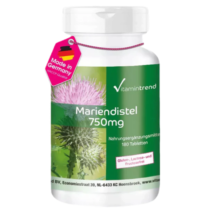Marietidsel (mælketidsel)-ekstrakt, 750 mg (80% silymarin), 180 tabletter, VitaminTrend