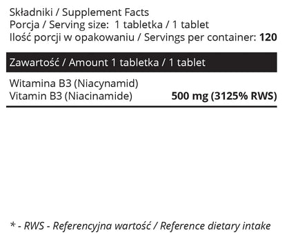 Niacinamide Vitamin B3, 500 mg, Sowelo