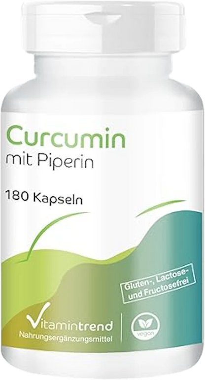 Gurkemejeekstrakt med bioperin, 500 mg (85% curcuminoider), 180 kapsler, VitaminTrend