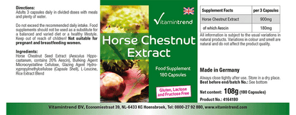Hestekastanje ekstrakt 300mg - vegansk - 180 kapsler