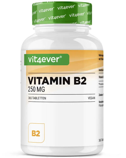 B-Vitamin B2, 250 mg, 365 tabletter, Vit4ever