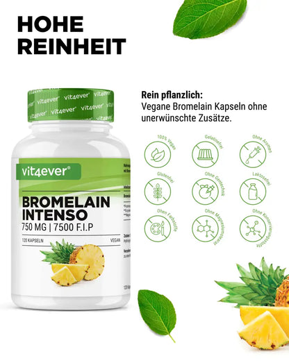Bromelain, 750 mg (7500 F.I.P), 120 kapsler, Vit4ever