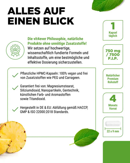 Bromelain, 750 mg (7500 F.I.P), 120 kapsler, Vit4ever