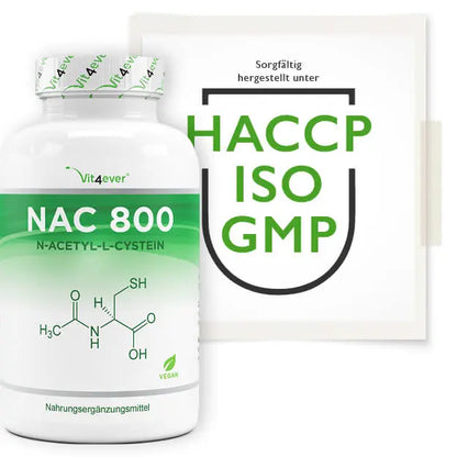 NAC (N-Acetyl-L-Cystein), 800 mg, 180 kapsler, Vit4ever