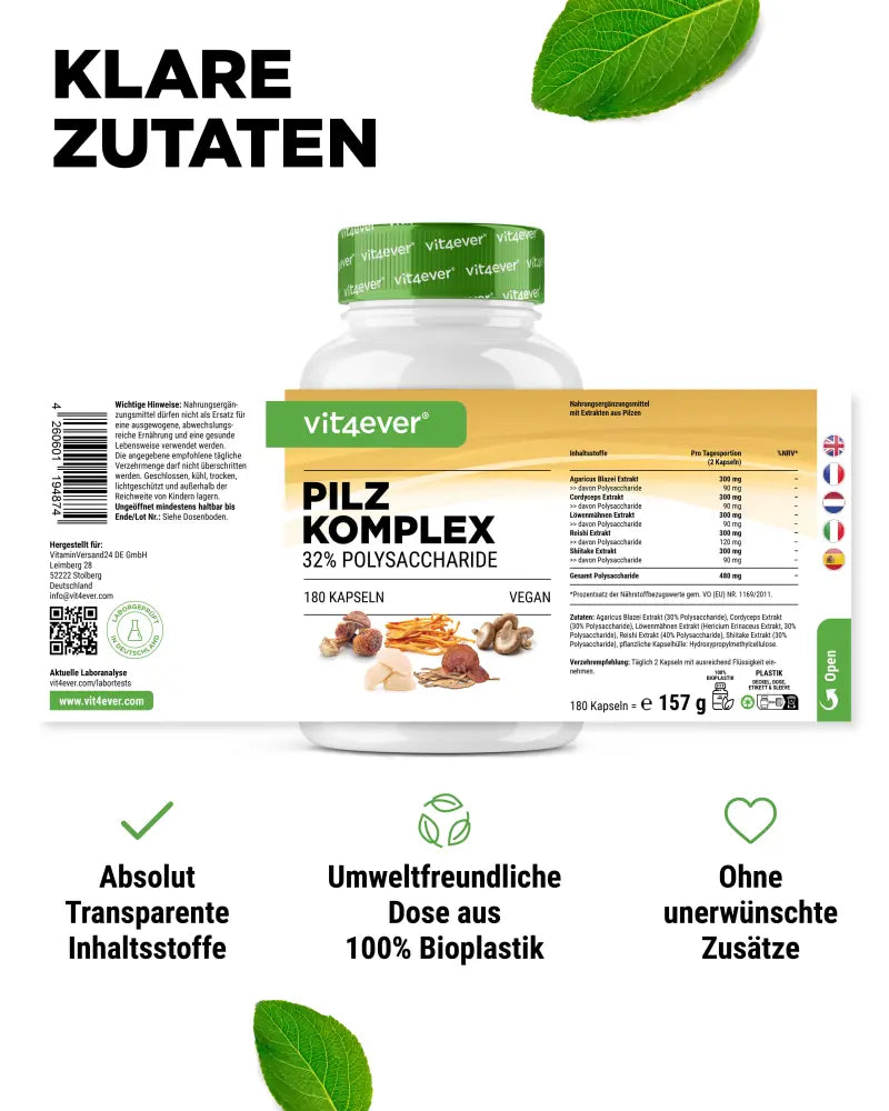 Svampekompleks, 750 mg, 180 kapsler, Vit4ever