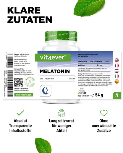 Melatonin, 1 mg, 365 tabletter, Vit4ever